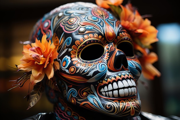 Dia de Muertos Mexicano Calavera de Azúcar IA Generativa