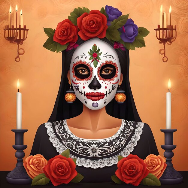 día de muertos niña tradición festiva mexicana