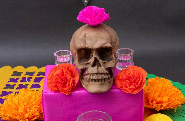 Día de los Muertos Tradición mexicana Cráneo de azúcar o fiesta de Halloween