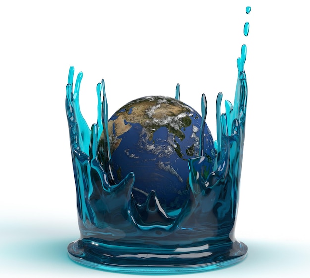 Día mundial del agua agua líquida caída gota planeta tierra color verde azul global ecología medio ambiente clea