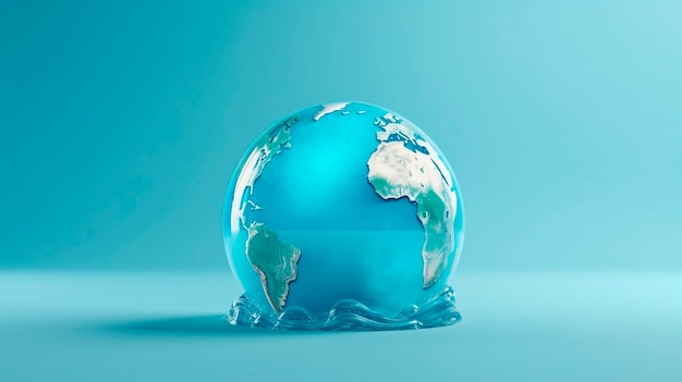 Día mundial del agua Diseño de concepto de globo para el planeta tierra hecho de agua IA generativa