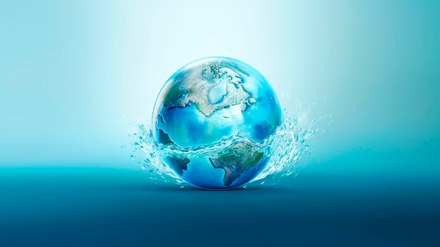 Día mundial del agua Diseño de concepto de globo para el planeta tierra hecho de agua IA generativa