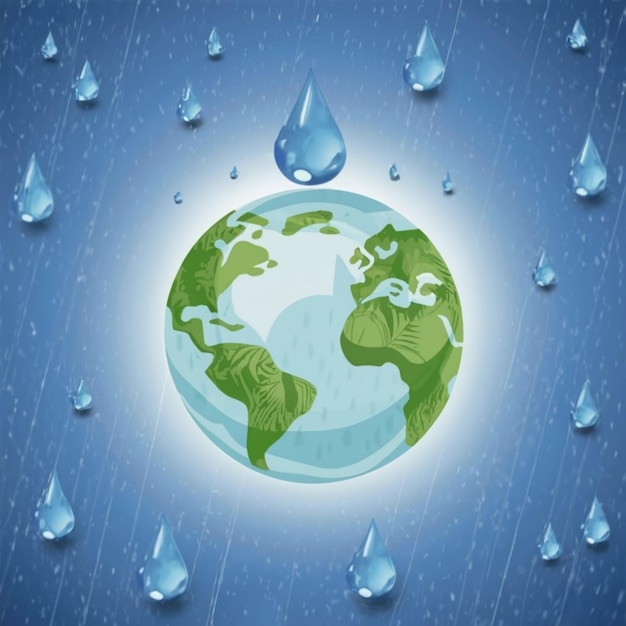 Día Mundial del Agua Gotas de agua y diseño tipográfico