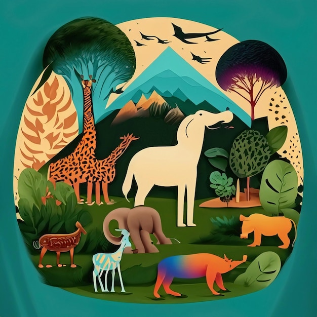Foto día mundial de los animales 2023 diseño de cartel con fondo gratuito