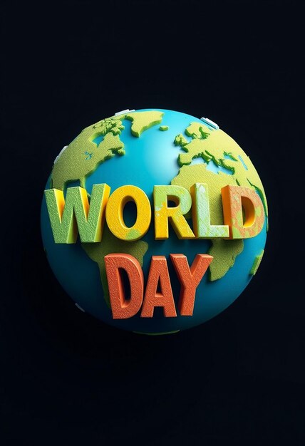 Día Mundial del Arte Efecto de texto 3D vector totalmente editable