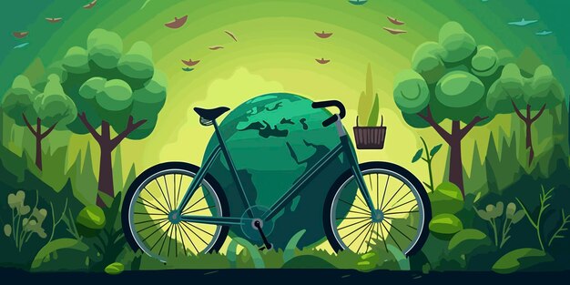 Foto día mundial de la bicicleta en ilustración plana creativa