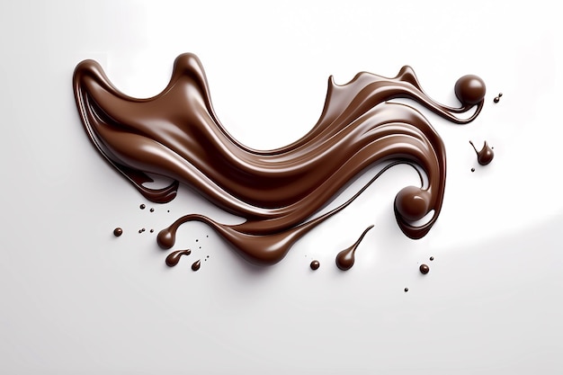 Día Mundial del Chocolate Remolinos de chocolate sobre un fondo blanco