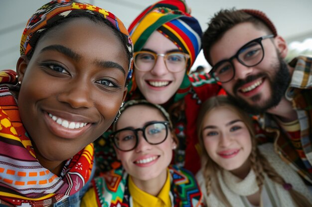 Foto día mundial como celebración de las diversas culturas y el multiculturalismo en la sociedad y la tolerancia internacional