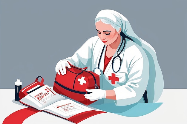 Día Mundial de la Cruz Roja el 8 de mayo Ilustración de la salud médica y el suministro de sangre a mano dibujada para banderas web o plantillas de páginas de aterrizaje