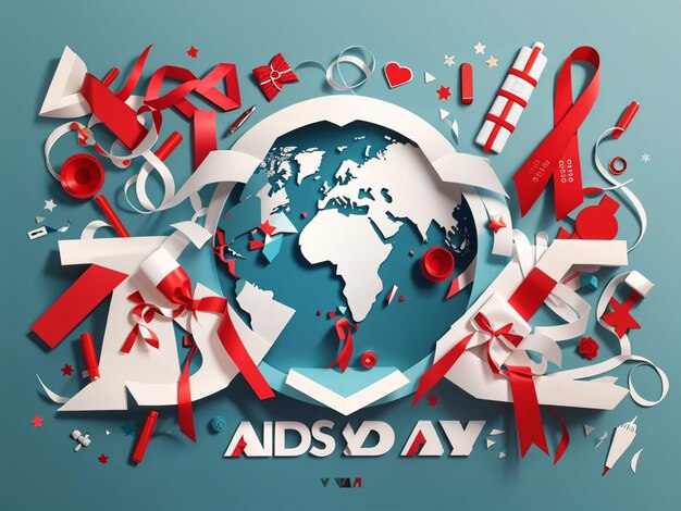 Foto dia mundial da aids vector livre em estilo de papel