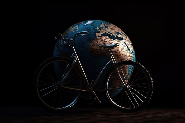 Dia Mundial da Bicicleta Comemoração feliz globo montando mundo 3 de junho Go Green Save Environment ar fresco energia da natureza relaxamento liberdade Estilo de vida saudável ativo