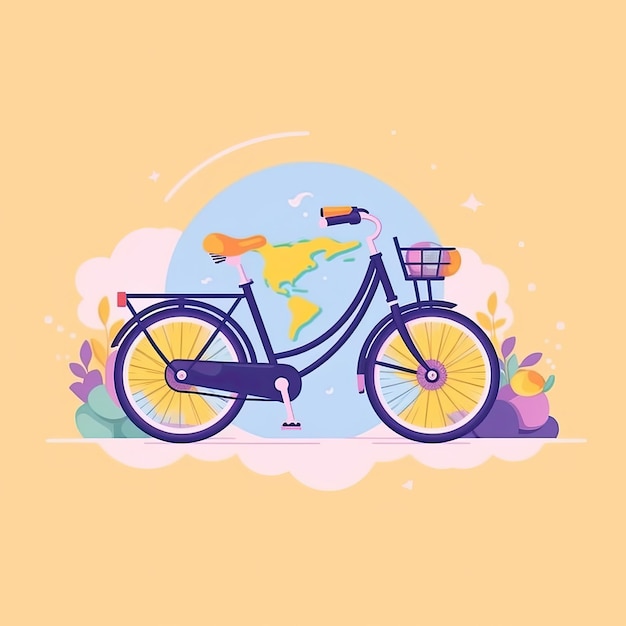 Dia Mundial da Bicicleta ilustração plana desenhada à mão ilustração de conceito de arte vetorial plana ícone plano AI Gerado