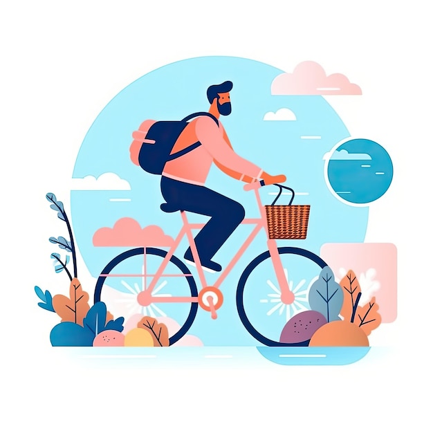 Dia Mundial da Bicicleta ilustração plana desenhada à mão ilustração de conceito de arte vetorial plana ícone plano AI Gerado