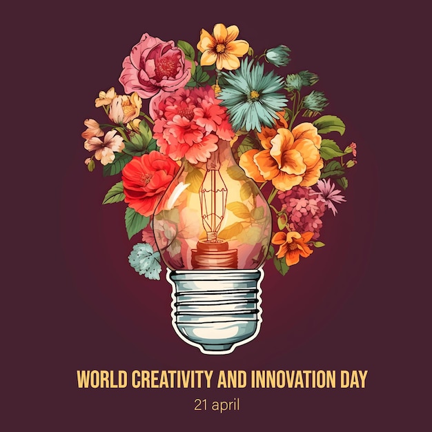 Dia mundial da criatividade e inovação Conceito de ideias criativas IA generativa