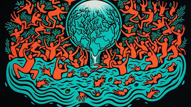 Dia Mundial da Água Tesouro cada gota de água proteger o nosso planeta casa no estilo de Keith Haring