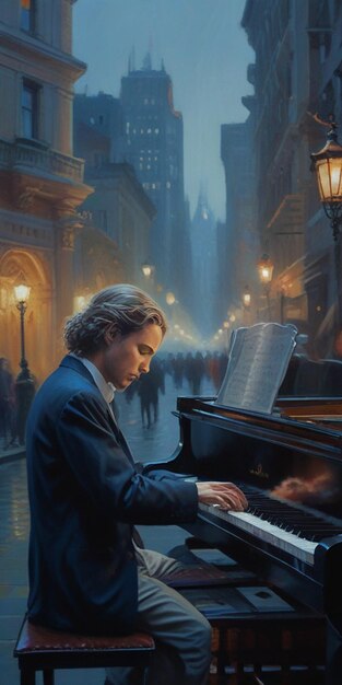 Foto dia mundial da música tocando piano por uma menina