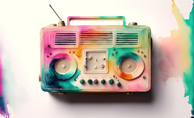 Dia Mundial da Rádio 13 de fevereiro Retro rádio vintage Música nostalgia Vintage fundo colorido AI gerador