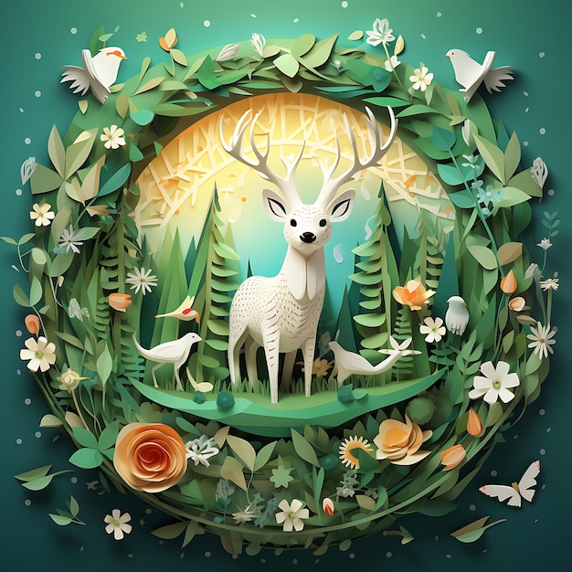 Dia Mundial da Vida Selvagem com os animais Arte em papel e estilo artesanal digital WorldAnimalDay WildlifeIllus
