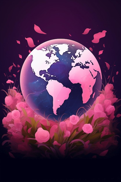 Dia Mundial do Câncer fita rosa em todo o mundo conceito global de ajuda luta e esperança