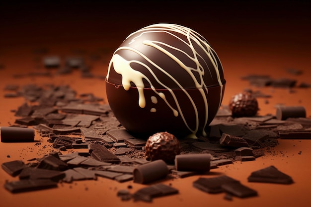 Dia Mundial do Chocolate Uma trufa de chocolate com garoa branca em cima