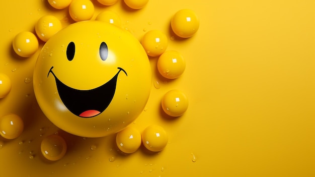 Dia Mundial do Emoji Um fundo amarelo com um rosto sorridente e um fundo amarelo com um rosto sorridente