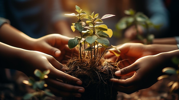 Dia Mundial do Meio Ambiente com o trabalho em equipe da comunidade global Responsabilidade Social das Empresas e ESG ambiental