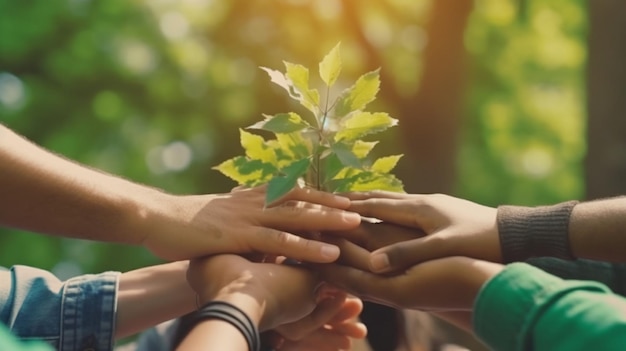 Dia Mundial do Meio Ambiente com trabalho em equipe da comunidade global IA generativa