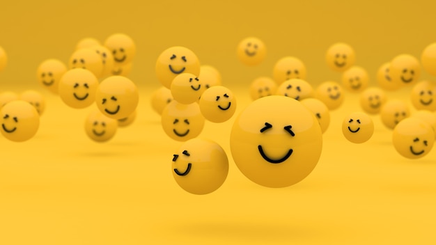 Dia mundial do sorriso Sorriso fundo emoji 3D Renderização 3D ilustração 3D