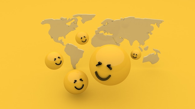 Dia mundial do sorriso Sorriso fundo emoji 3D Renderização 3D ilustração 3D