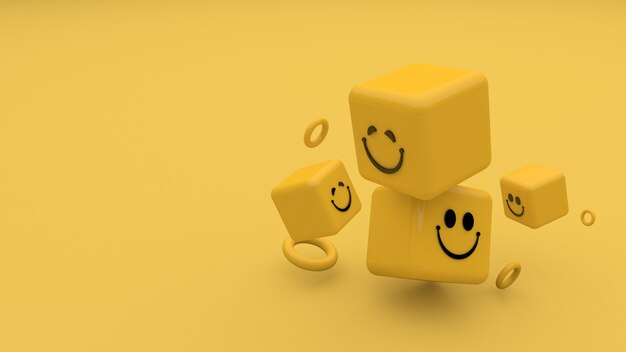 Dia mundial do sorriso Sorriso fundo emoji 3D Renderização 3D ilustração 3D