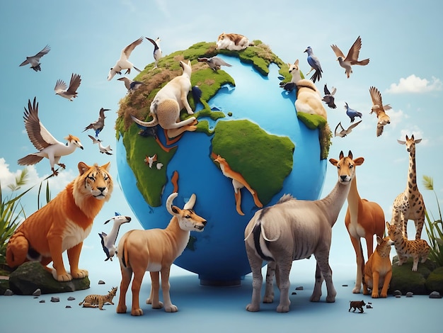 Dia Mundial dos Animais com animais gráficos