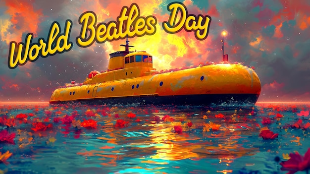 Foto dia mundial dos beatles e submarino amarelo