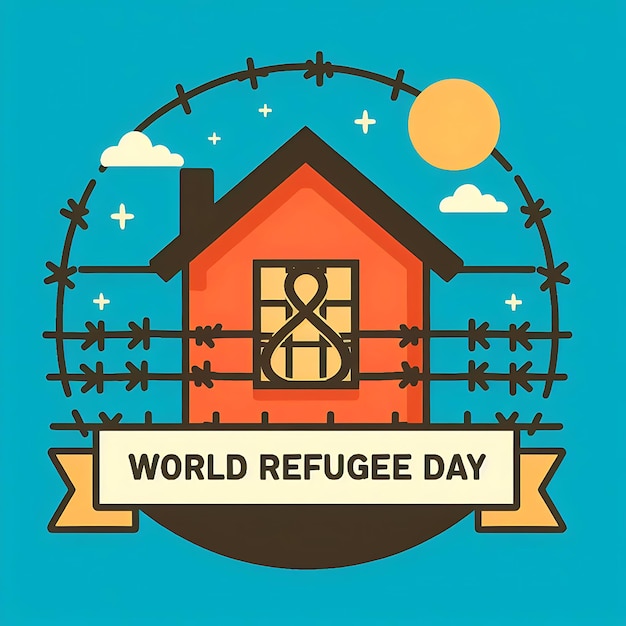 Foto dia mundial dos refugiados um cartaz para a celebração do dia mundial