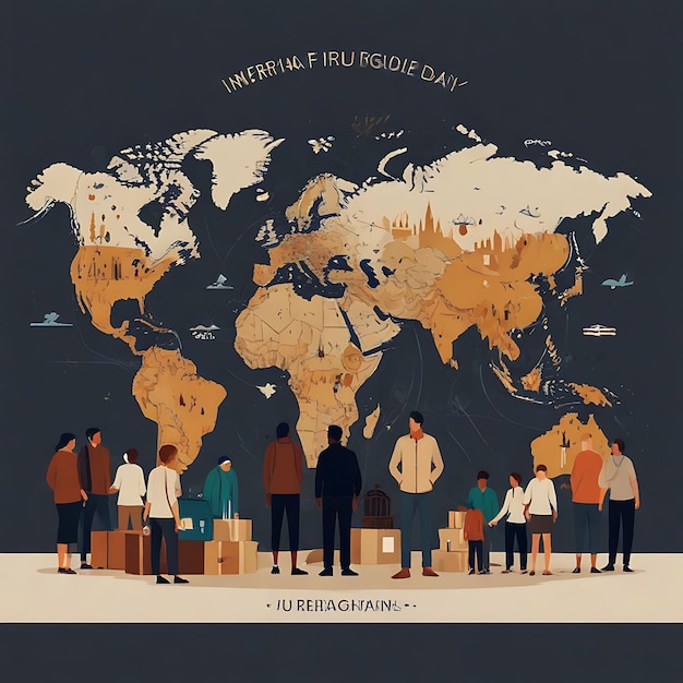 Dia Mundial dos Refugiados Vector ilustração de fundo