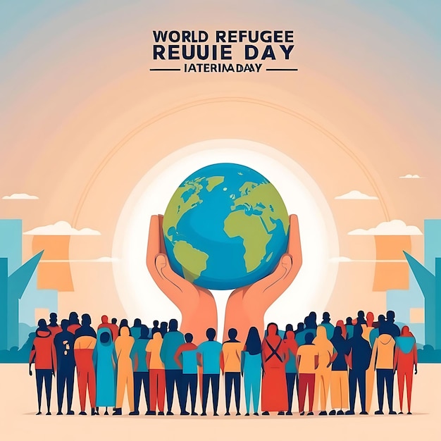 Dia Mundial dos Refugiados Vector ilustração de fundo