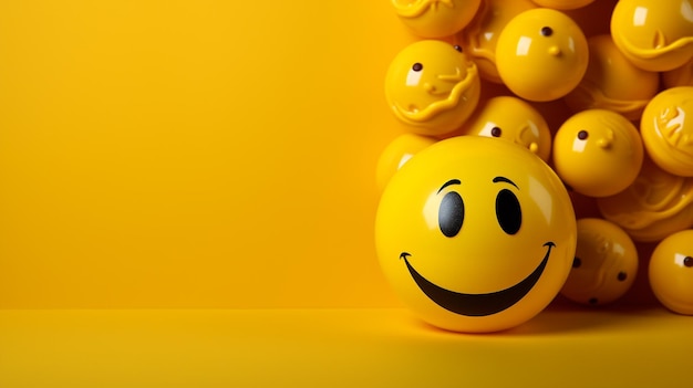 Día Mundial del Emoji Un fondo amarillo con una cara sonriente y un fondo amarillo con una cara sonriente