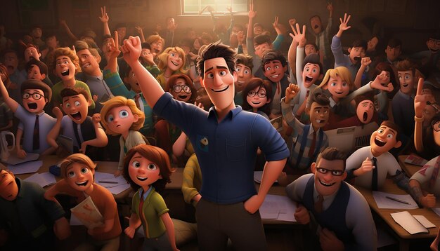 Foto día mundial del estudiante al estilo pixar.