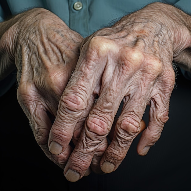 Foto día mundial de la lepra las manos de un anciano que sufre de lepra de cerca