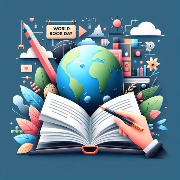 Día Mundial del Libro Ilustración de fondo publicación en las redes sociales
