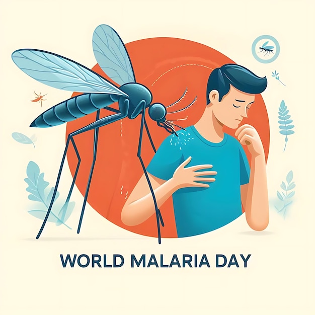 Foto día mundial de la malaria vectorial un cartel para la diabetes mundial con un hombre y un mosquito