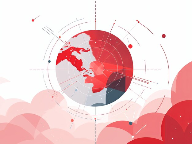 El Día Mundial de la Meteorología en ilustración roja