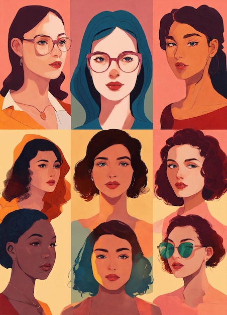 Foto día mundial de la mujer mujeres ilustraciones coloridas