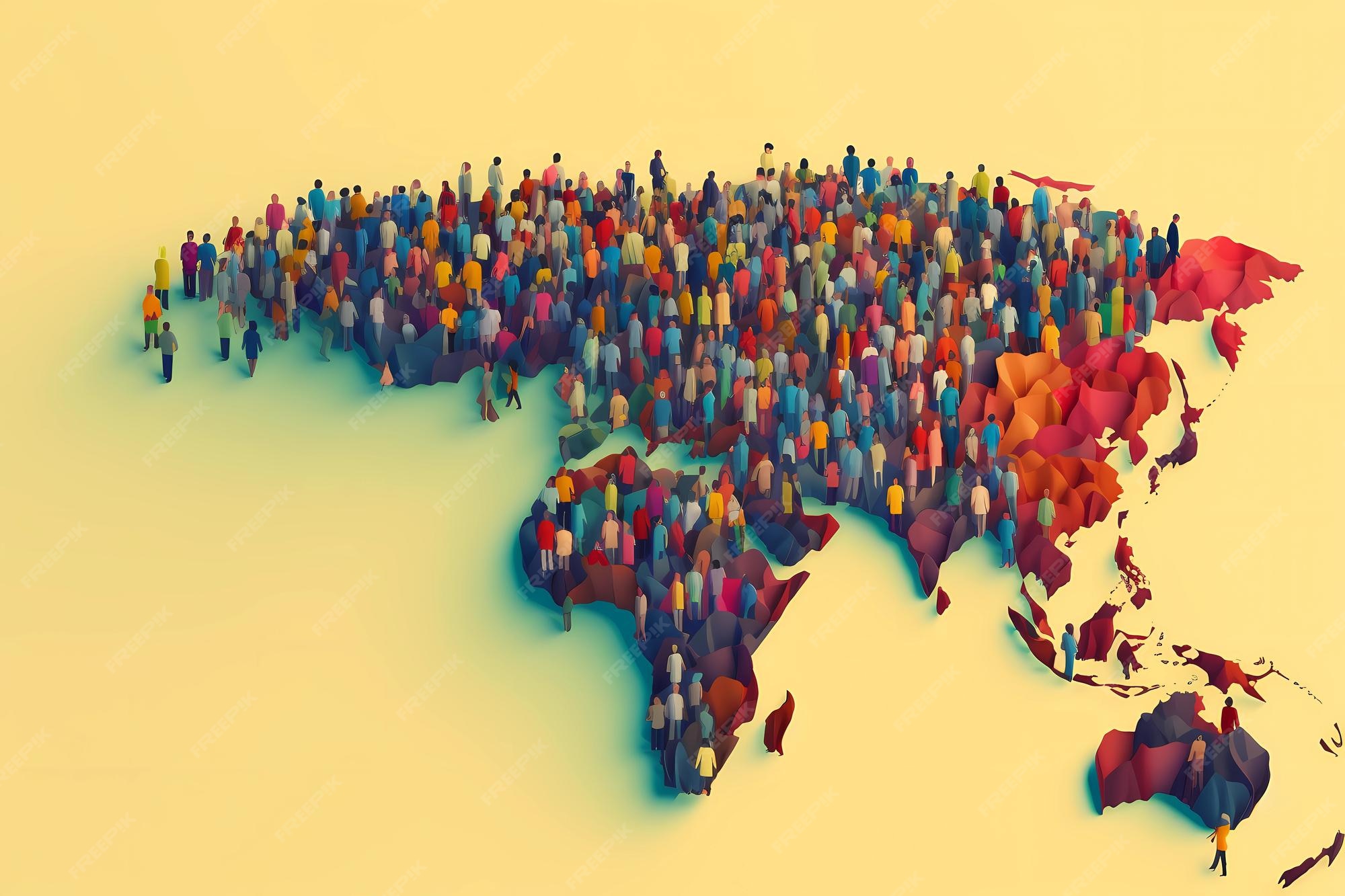 Día mundial de la población un mapa del mundo con personas en él Foto