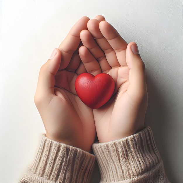 Foto día mundial de la salud con el corazón rojo en la mano