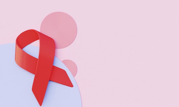 Día Mundial de la Salud Sexual Cinta roja sobre fondo rosa con texto vacío
