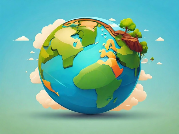 día mundial de la tierra con el planeta tierra con color azul y verde