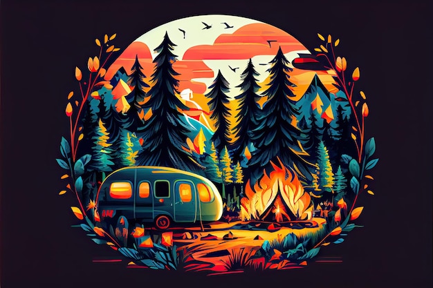 Día mundial del turismo 27 de septiembre viajes camping AI generado