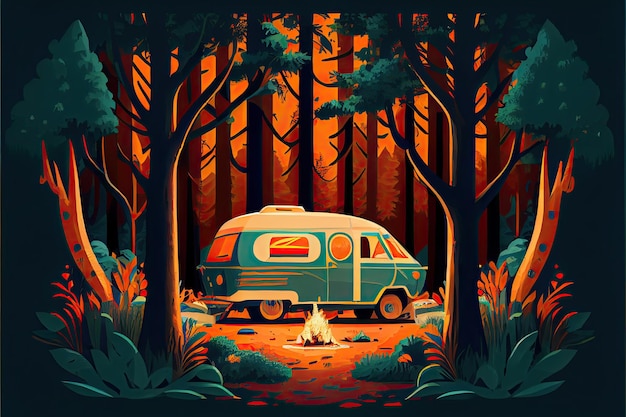 Día mundial del turismo 27 de septiembre viajes camping AI generado