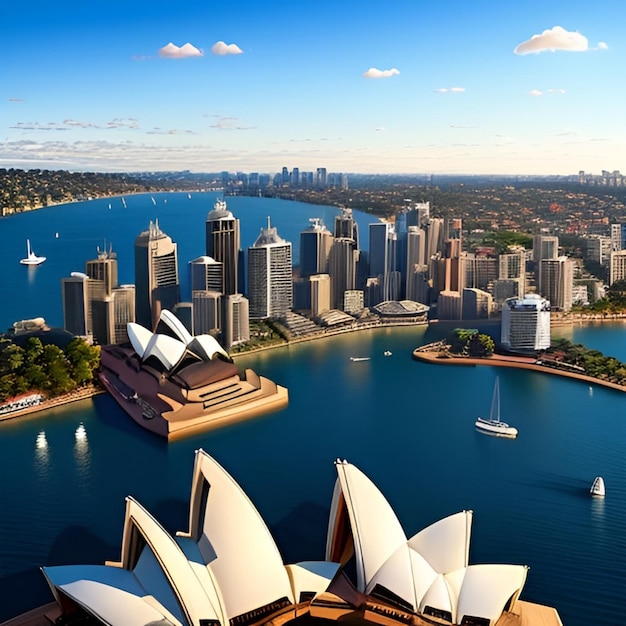 Día mundial del turismo Puente de la ciudad del puerto de Sídney Ópera en Australia