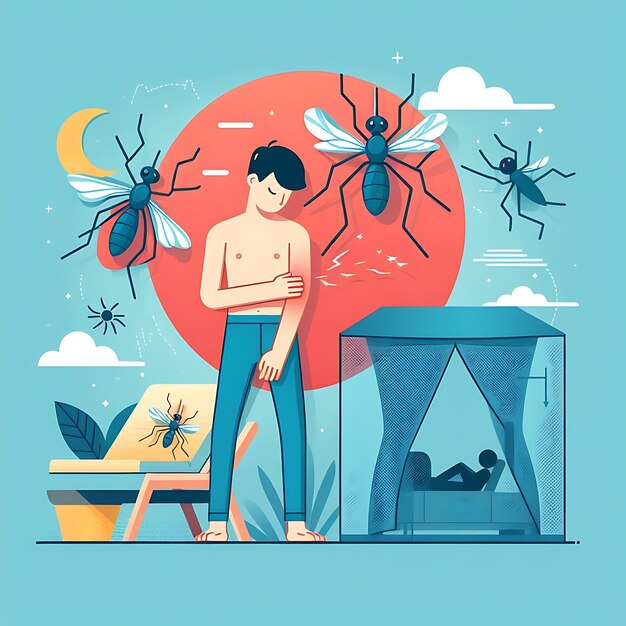 Día Mundial del Vector de la Malaria Un dibujo de un hombre